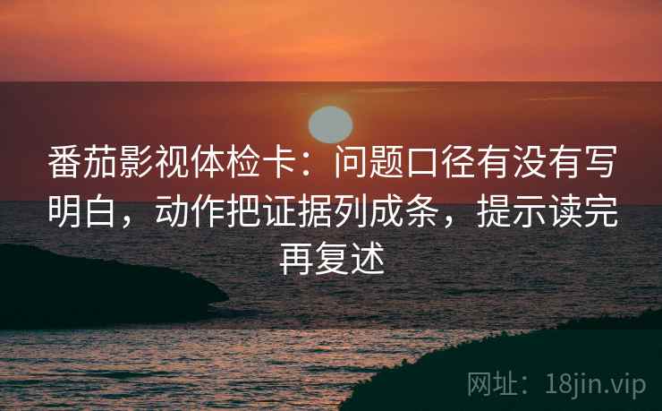 番茄影视体检卡：问题口径有没有写明白，动作把证据列成条，提示读完再复述